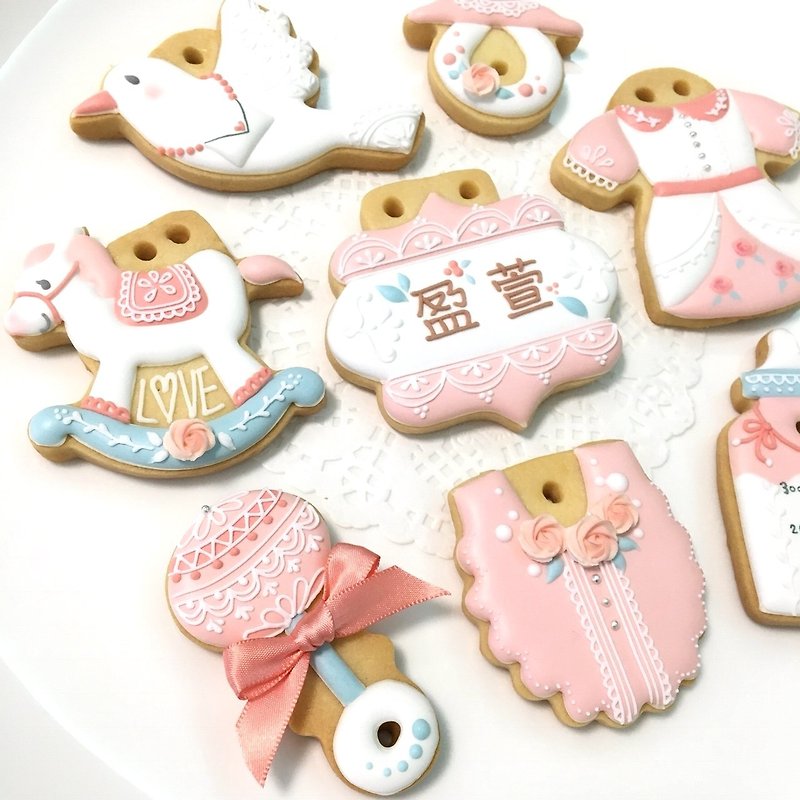 The little princess's rose garden harvest biscuits 8 pieces - Handmade Cookies - Fresh Ingredients Pink