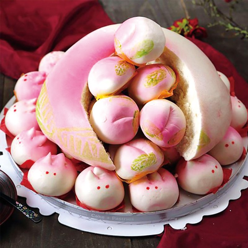 【和平長寿桃】18インチ螺鈿桃 - ケーキ・デザート - その他の素材 ピンク