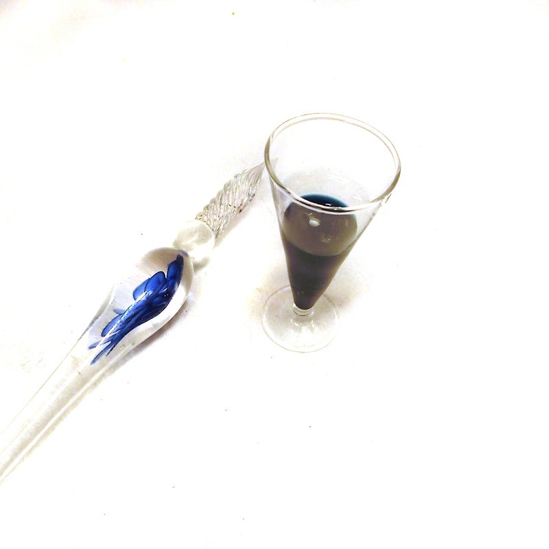 手作りのミニガラスボトル - 万年筆 - ガラス 透明