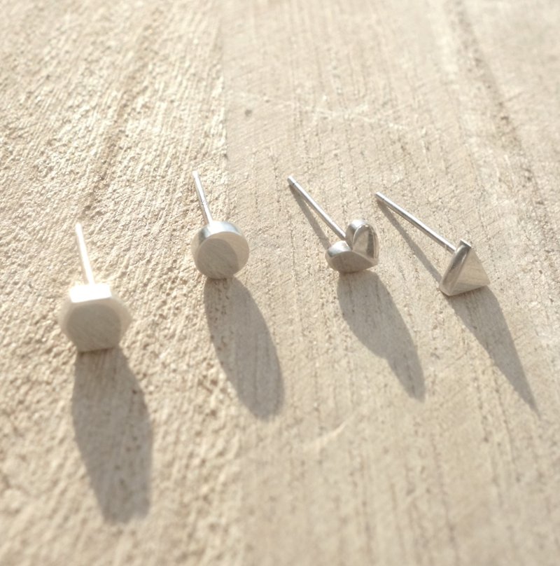 純銀 - 幾何系列耳環(一對) - 可任選兩種造型 - 耳環/耳夾 - 其他金屬 銀色