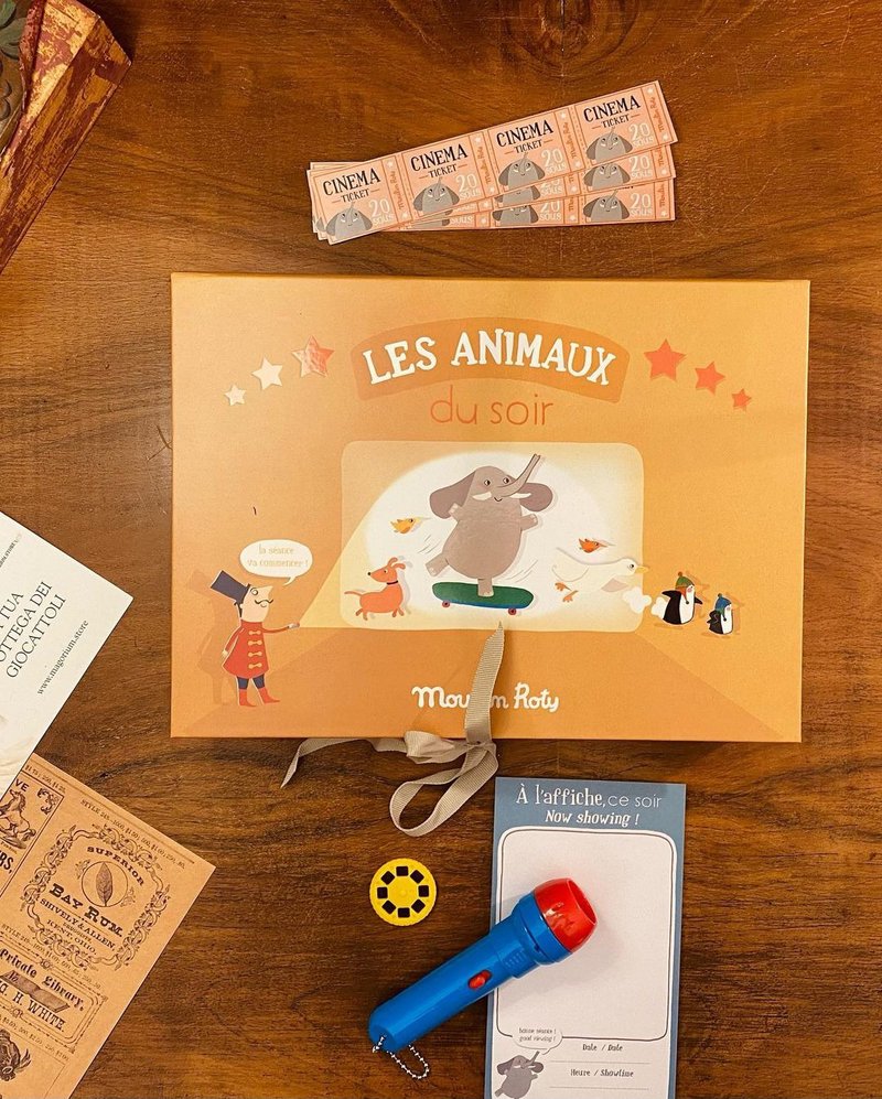 French Moulin Roty Story Flashlight Theatre Group (Animal Park) - Kids' Picture Books - Plastic 