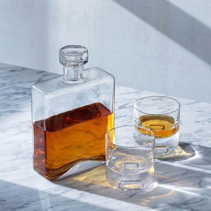 【LSA】CASK Whiskey One Bottle and Two Glasses Set - Bar Glasses & Drinkware - Glass Transparent