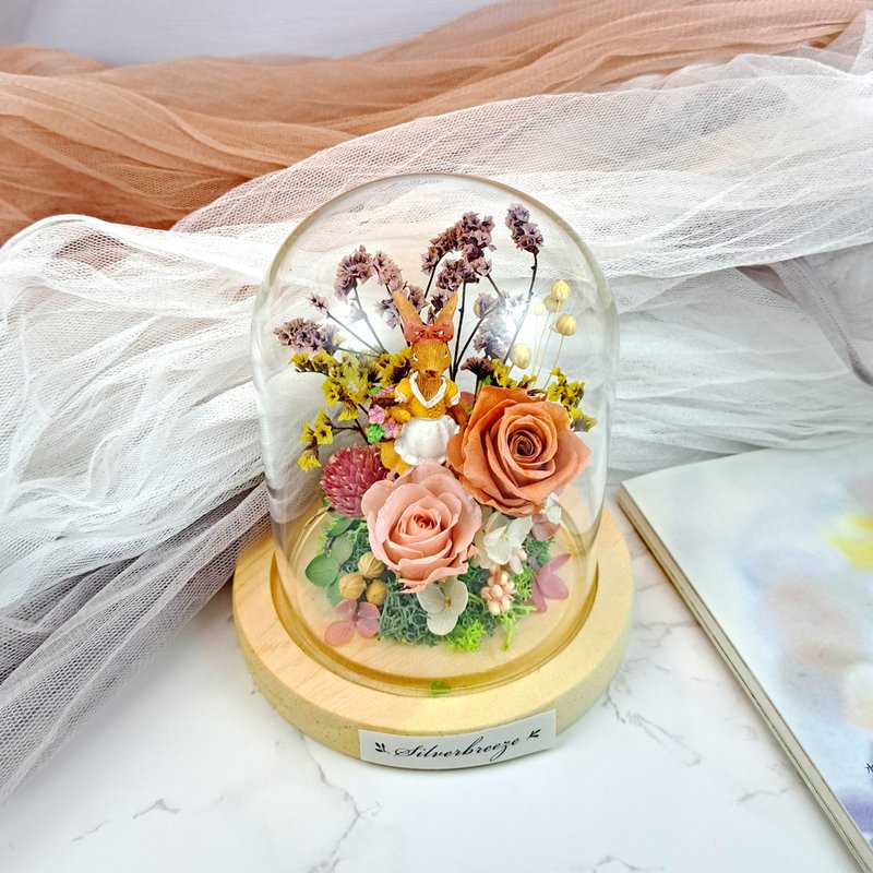 永生花玻璃罩 生日禮物 母親節 永生玫瑰 情人節禮物 PF041 - 乾燥花/永生花 - 植物．花 金色