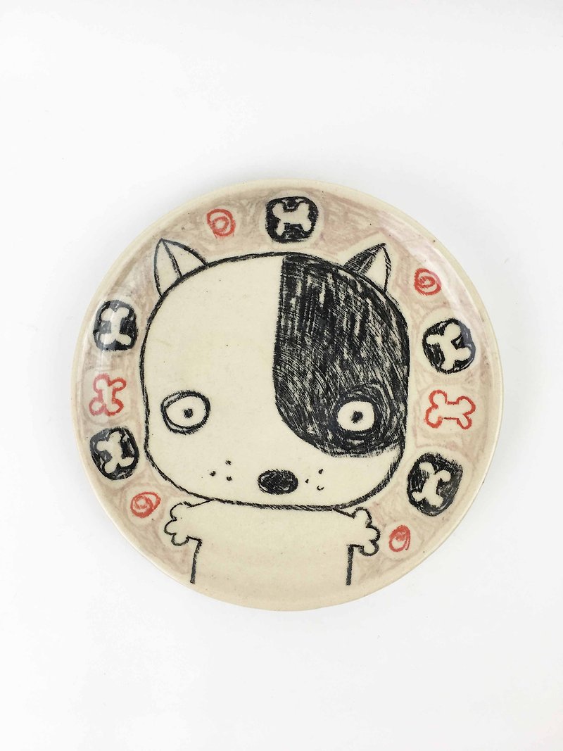 Nice Little Clay handmade platter _ 贱 dog 0303-02 - จานเล็ก - ดินเผา สึชมพู