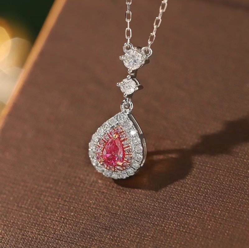 Pink Angel's Tears Pink Diamond 18K Pendant Necklace - Necklaces - Gemstone Pink