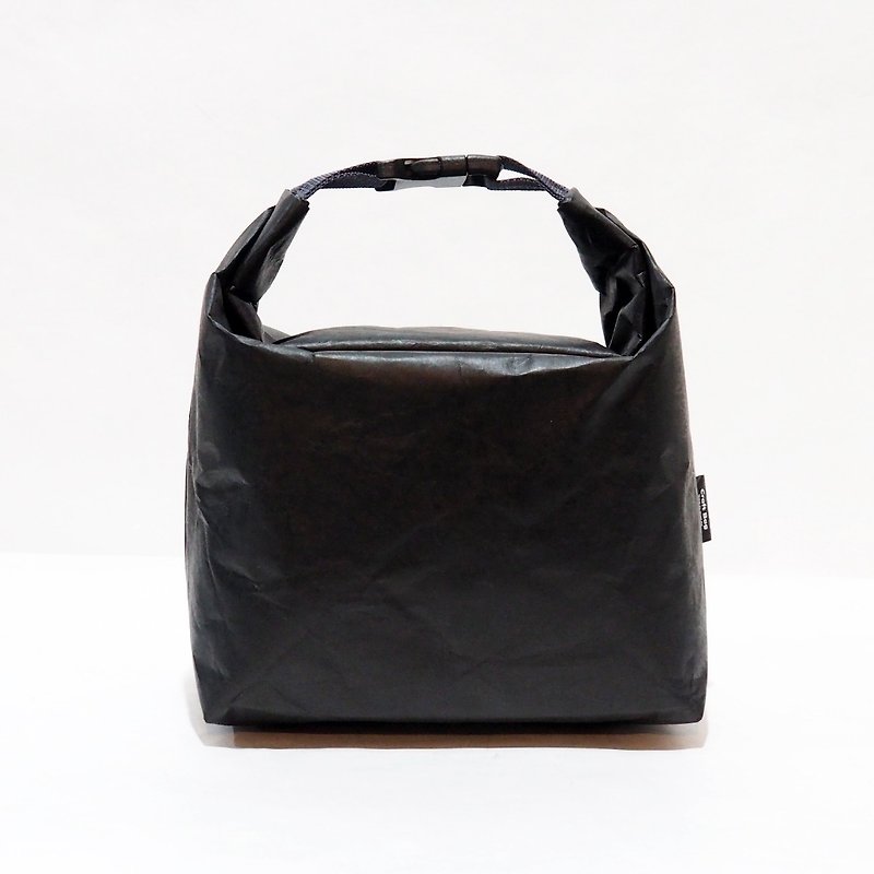 Lunch Bag / Black Color Design Thermal Washable Paper Bag - Lunch Boxes - Waterproof Material Black