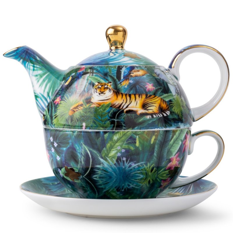 【T2 tea】Tiger's Jungle Dream Single Cup and Pot Set - Teapots & Teacups - Porcelain 