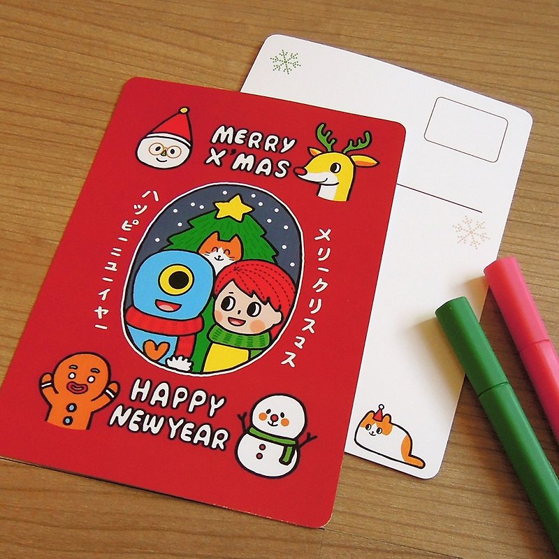 y星球_耶誕明信片:耶誕快樂 - 心意卡/卡片 - 紙 紅色