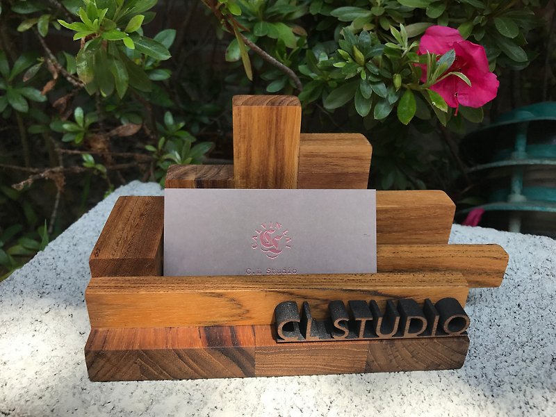 CL Studio [モダンでシンプル-幾何学的なスタイルの木製電話ホルダー/名刺ホルダー] N94 - カードスタンド - 木製 ブラウン