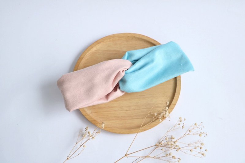 MaryWil Double Suede Hair Band - Pink/Blue - Hair Accessories - Cotton & Hemp Pink