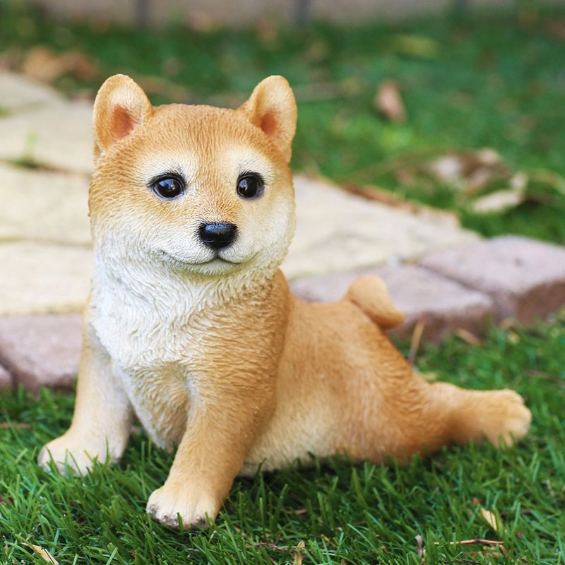 Devalier ca198 [Genuine] Dog Figurine Shiba Inu Resin Gift Cute Birthday Gift - ของวางตกแต่ง - เรซิน สีนำ้ตาล