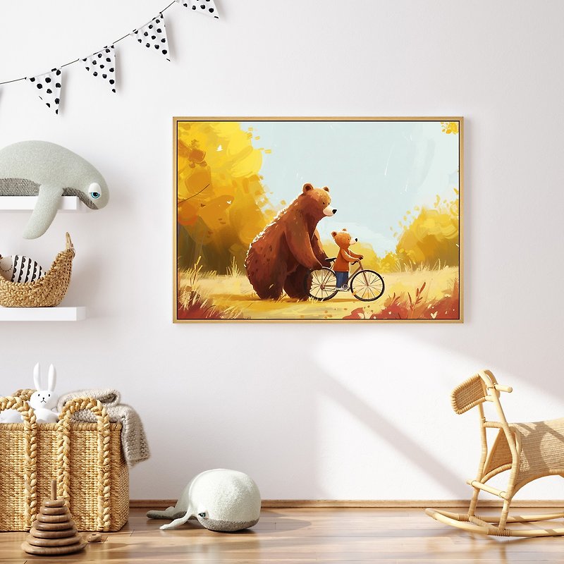 Little Bear s Family Time I - Wall Prints, Home Decor, Bear Prints - โปสเตอร์ - ผ้าฝ้าย/ผ้าลินิน หลากหลายสี