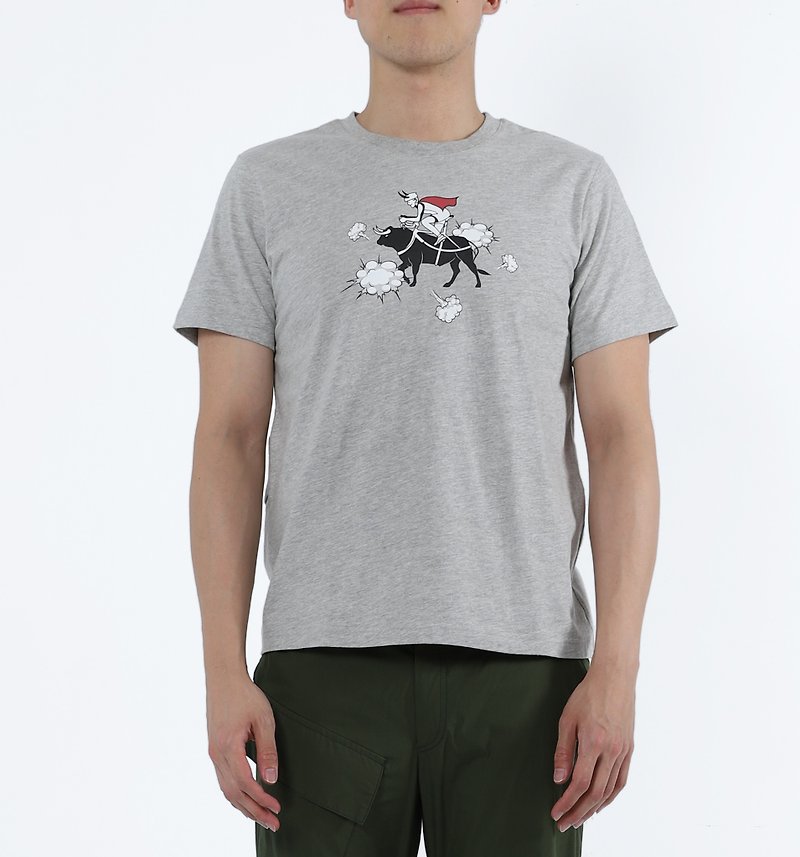 Mad Cow Disease - Cow Knight Print Tee (Twist Grey) - Unisex Hoodies & T-Shirts - Cotton & Hemp Gray