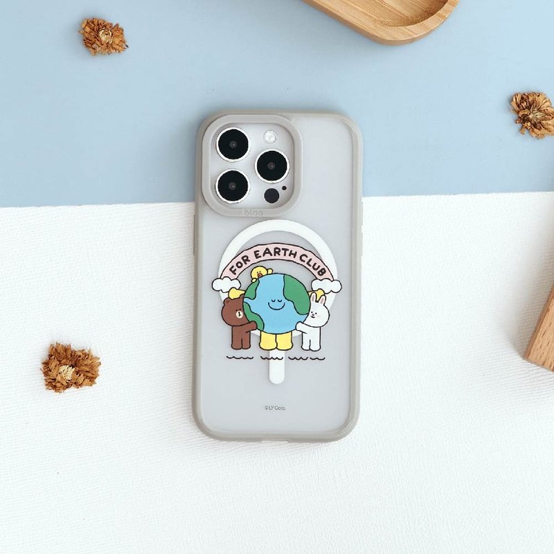 LINE FRIENDS Earth-擁抱地球極光霧透MagSafe iPhone手機殼 - 手機殼/手機套 - 塑膠 多色