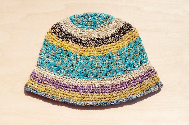 Valentine's Day gift hand-woven hat / hand-woven cotton Linen hat / hand-woven hat - Sunshine forest pattern - Hats & Caps - Cotton & Hemp Multicolor