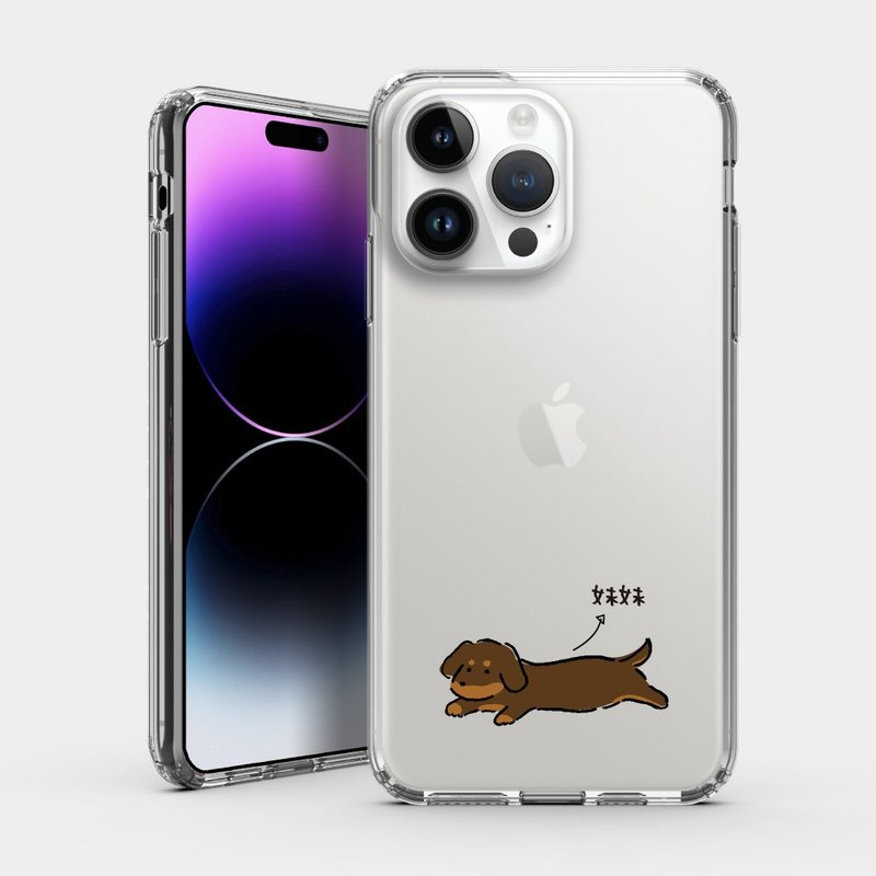 [Customized Gift] Dachshund Text IPHONE Protective Case Transparent Phone Case PU031 - Phone Cases - Plastic Transparent