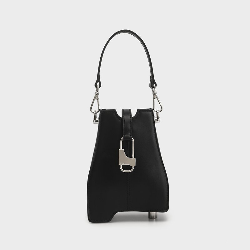 Cowhide bottle mobile phone bag crossbody bag messenger bag shoulder bag - Messenger Bags & Sling Bags - Genuine Leather Black