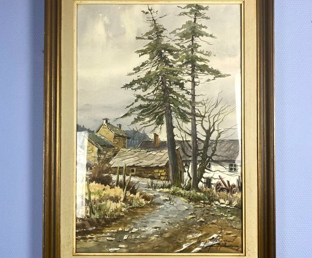 ベルギーの画家|によるヴィンテージ水彩画水彩画|レアエディション