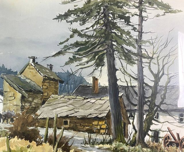 ベルギーの画家|によるヴィンテージ水彩画水彩画|レアエディション