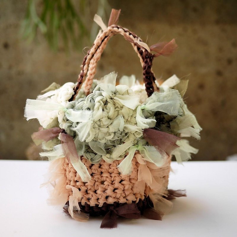 Bloom knitting bag - Green basket - Handbags & Totes - Cotton & Hemp Purple