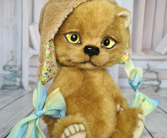 misso bear手作りテディベア 帽子をかぶったクマのぬいぐるみ misso bear手作りテディベア 帽子をかぶったクマのぬいぐるみ