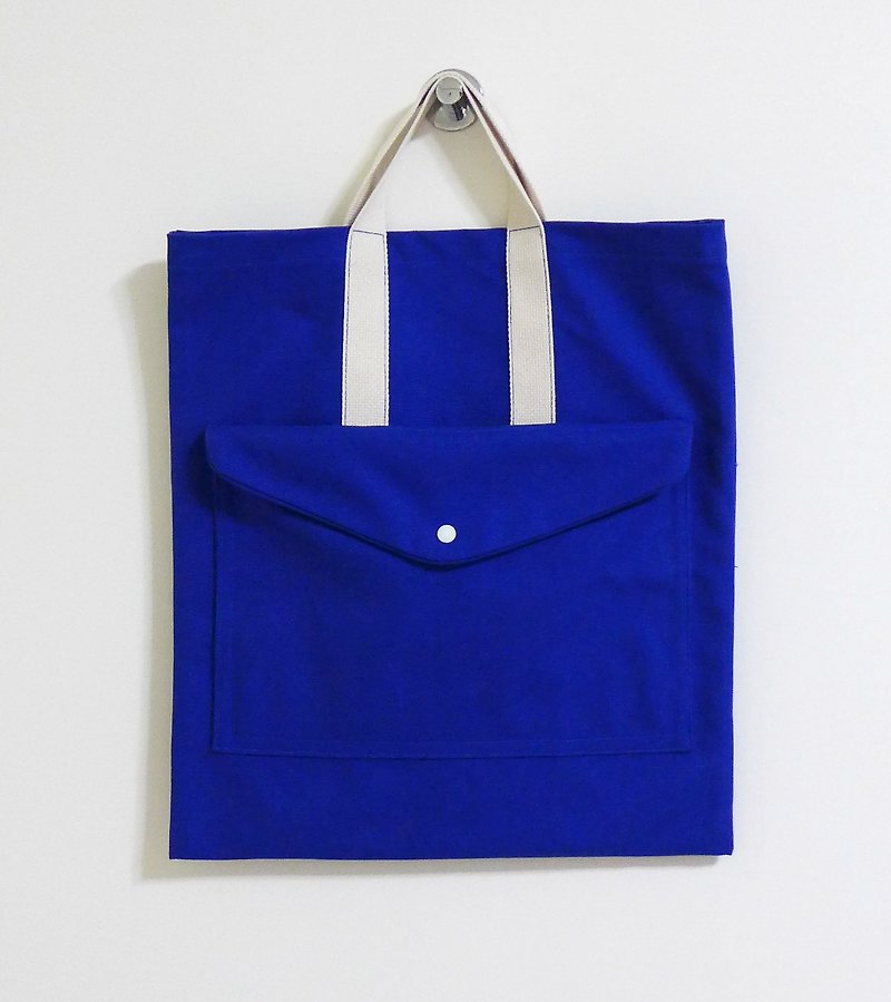 I am Yours briefcase tote bag - กระเป๋าถือ - ผ้าฝ้าย/ผ้าลินิน สีน้ำเงิน