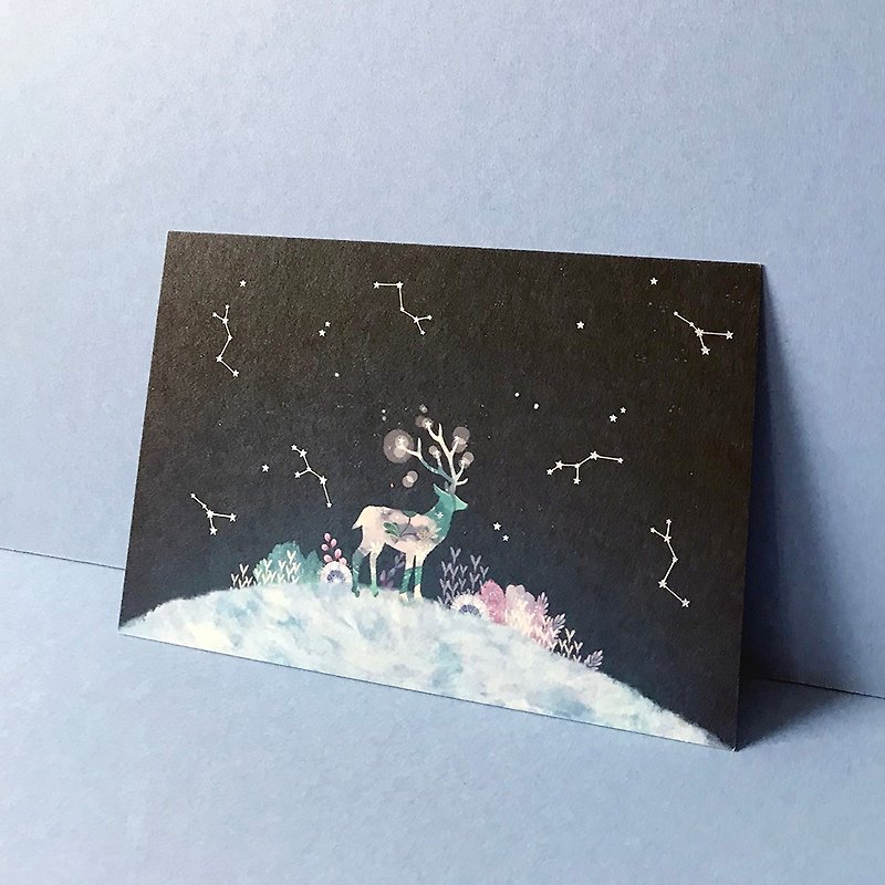 Thick Platinum Christmas Illustrator Postcard - Blessing Of Night Blessing - การ์ด/โปสการ์ด - กระดาษ สีน้ำเงิน