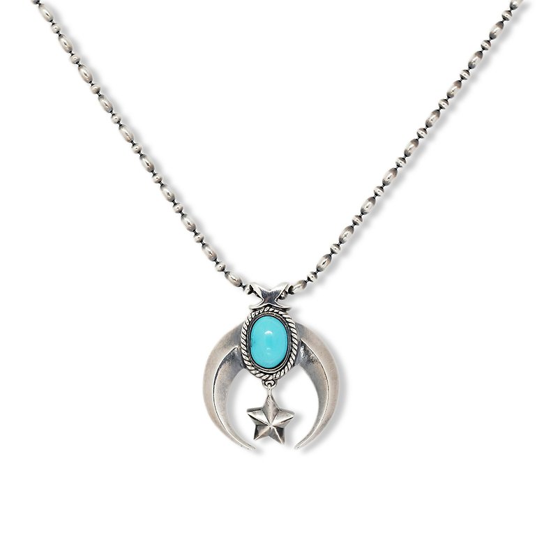 Handmade Silver 925 Sterling Silver Crescent Turquoise Necklace - Necklaces - Sterling Silver Silver