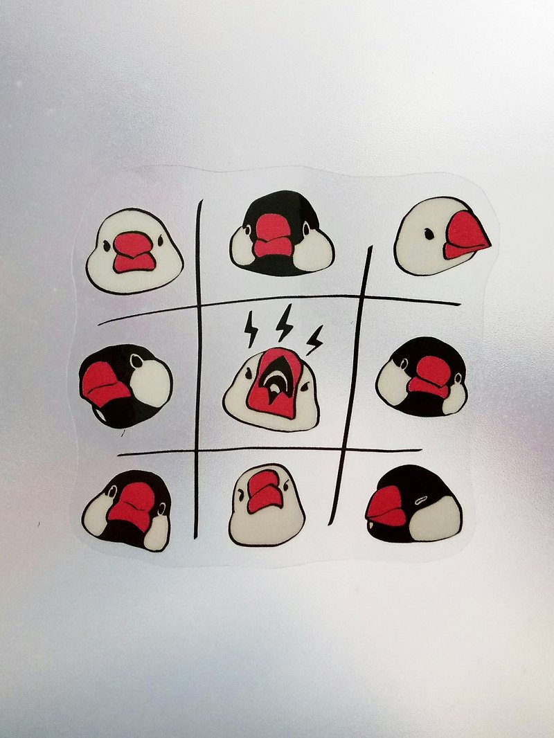 文鳥的井字遊戲 防水貼紙 - 貼紙 - 紙 紅色