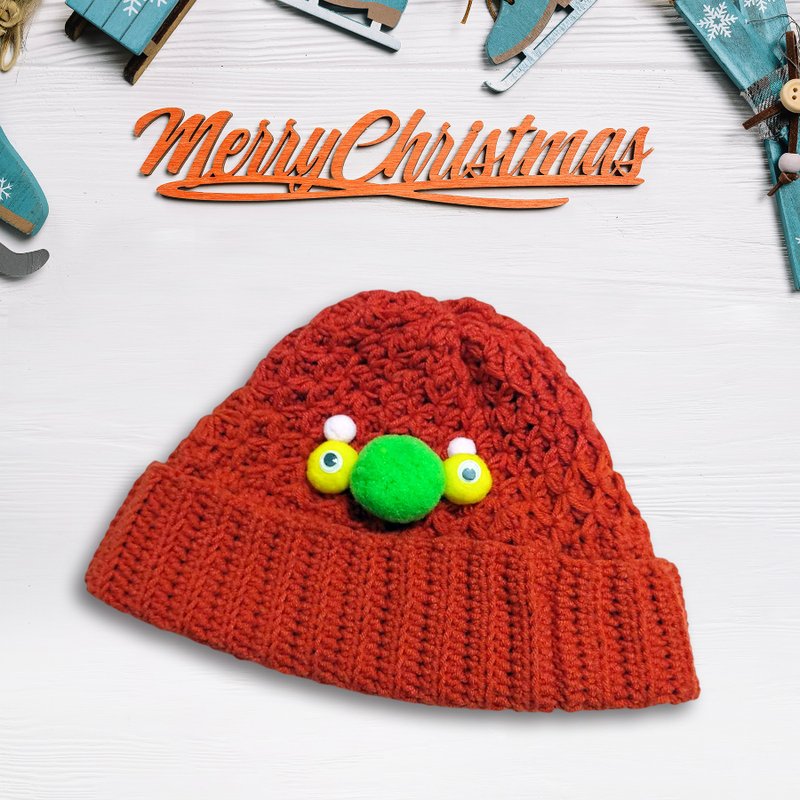 Tomato Kid Handmade Woven Hat Creative Beanie Gift Exchange Christmas Present Cultural Design Winter Wear - Hats & Caps - Cotton & Hemp Red