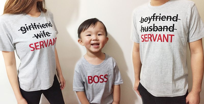 3 piece set! Boss and servant family fitted short T bag fart clothes baby children's clothing (customized) lovers - Other - Cotton & Hemp 