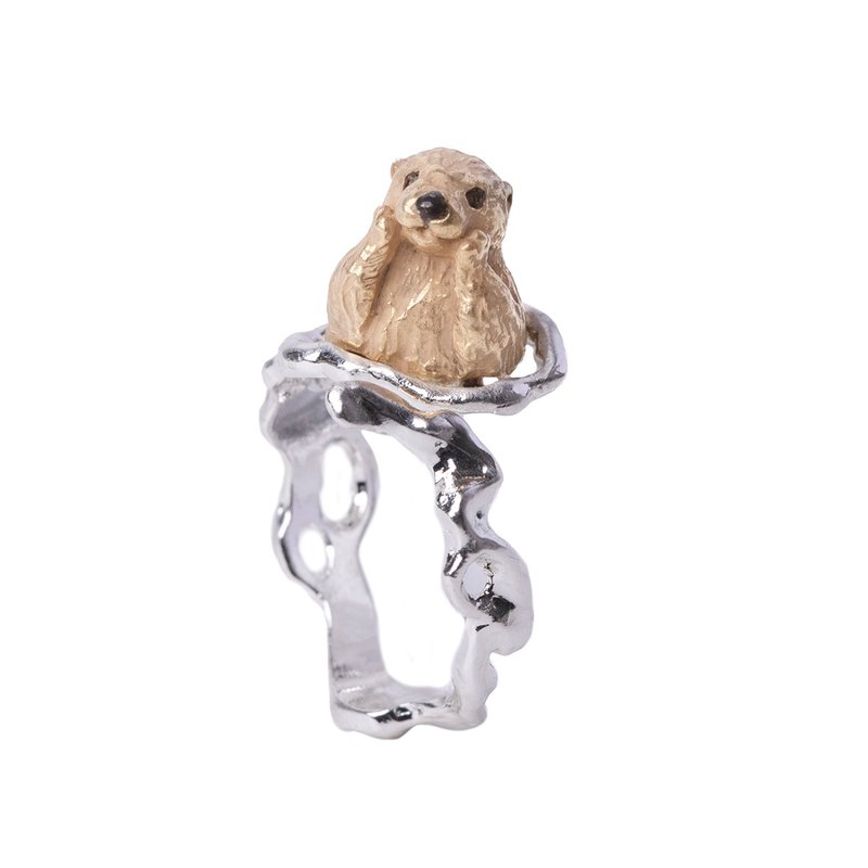ラッコグルーミングリング　Grooming Sea Otter RN248 - 戒指 - 其他金屬 卡其色
