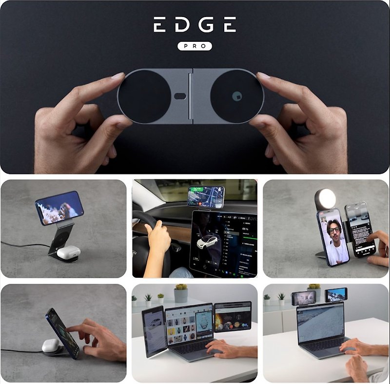 MagSafe magnetic phone, tablet, car holder/titanium air Silver-EDGE PRO - อุปกรณ์เสริมอื่น ๆ - วัสดุอื่นๆ สีเงิน