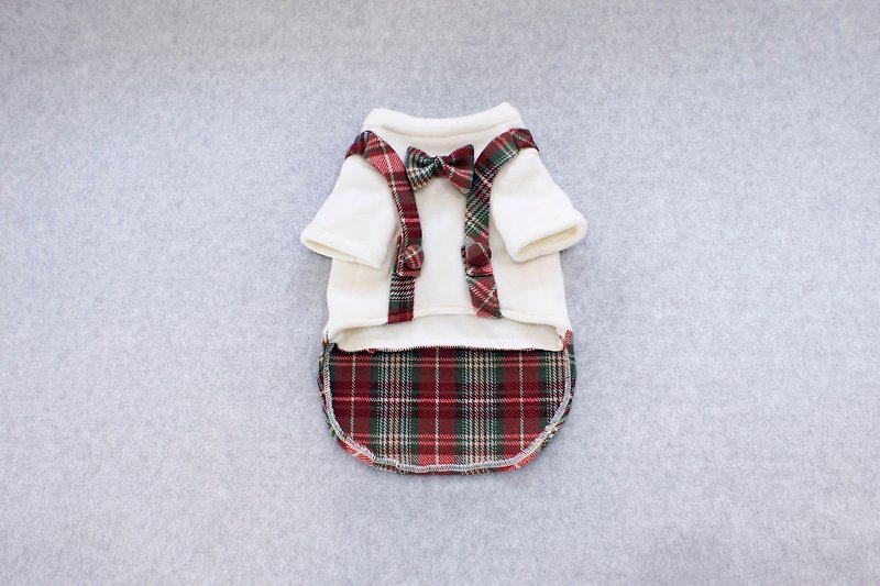 Can be customized. Red and green plaid bow tie pet clothes - Clothing & Accessories - Cotton & Hemp Multicolor