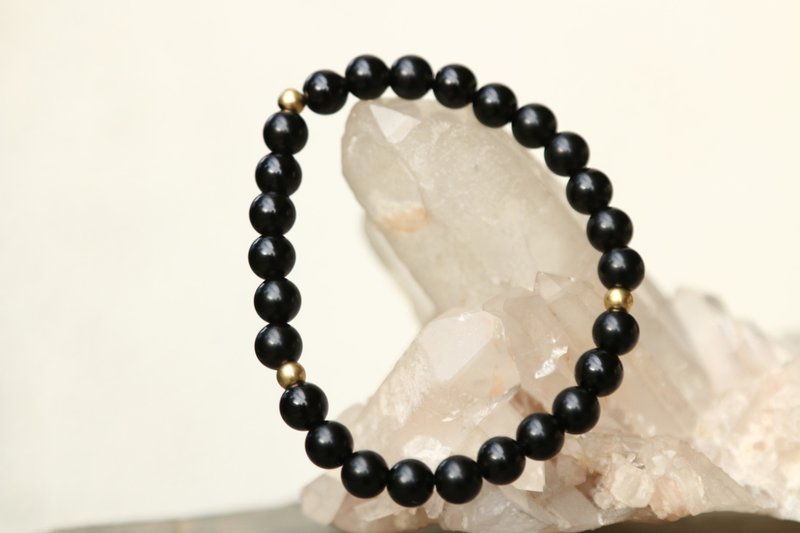 【Series of Bracelet】6mm Obsidian protective bracelet - Bracelets - Gemstone Black