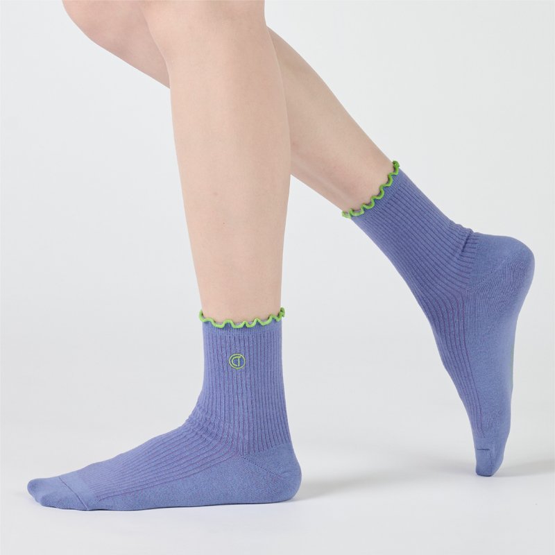 氣泡蘇打/紫(F)-MIT設計中筒襪 - 襪子 - 棉．麻 紫色