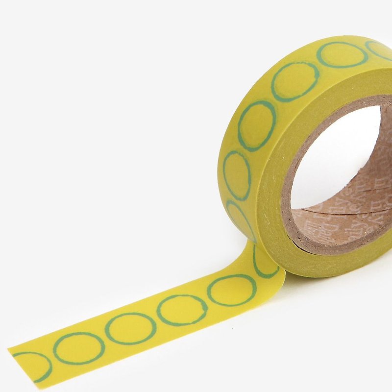 Dailylike single roll of paper tape -58 seal circle, E2D29571 - Washi Tape - Paper Green