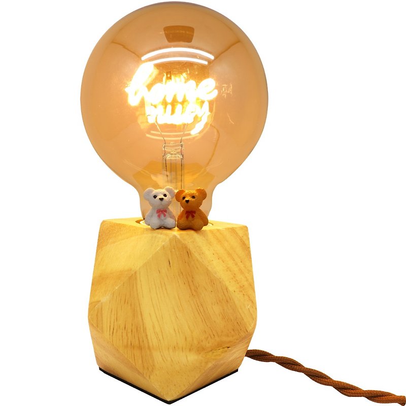 Solid wood rhombus table lamp HOME letter bulb warm bear set - Lighting - Glass 