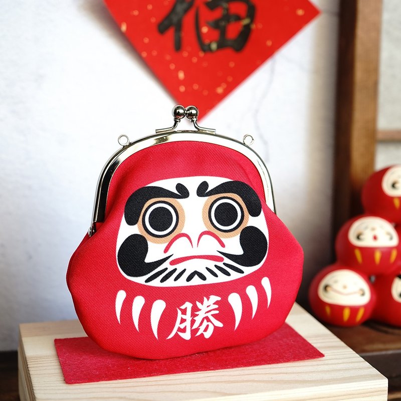 京都奈達摩桑開運口金包-紅勝利 開運祈福 - 零錢包/小錢包 - 其他材質 紅色