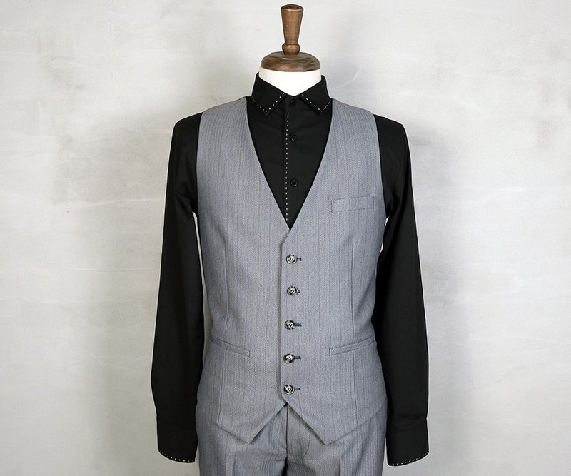 開襟背心-HG12201 - 男背心 - 聚酯纖維 灰色