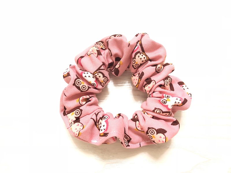 Cute owl. Pink / big bowel hair bundle. Donut hair bundle. Hair ring - Headbands - Cotton & Hemp Pink