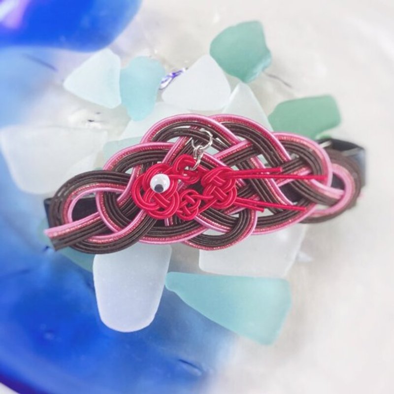 ヘアクリップ【ゆらゆら金魚】水引製　夏祭り　浴衣に　イチゴチョコ　茶色 - 髮夾/髮圈 - 其他材質 咖啡色