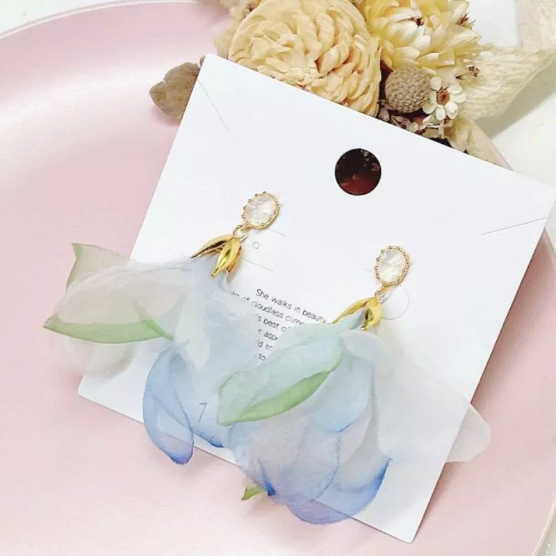 1KM Xia Xi Sunset•Colorful Layered Fabric Earrings - Earrings & Clip-ons - Silk 