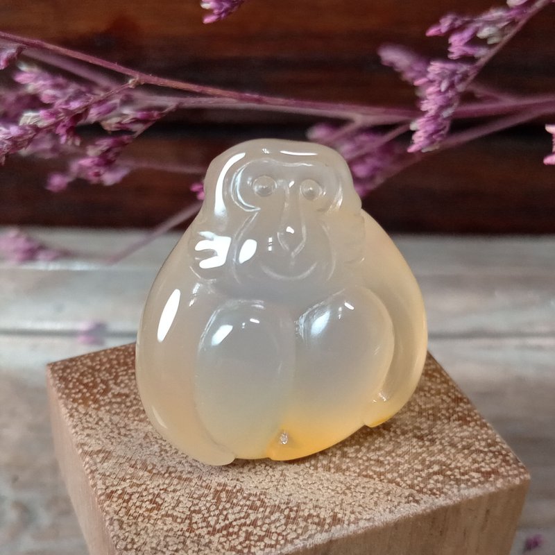 情人節禮|小雕件 小品動物-猴 黃玉髓 - 擺飾/家飾品 - 玉石 橘色