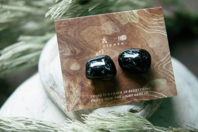 CRACK | 礦物系耳環 |  EARRINGS - 耳環/耳夾/耳骨夾 - 玉石 黑色