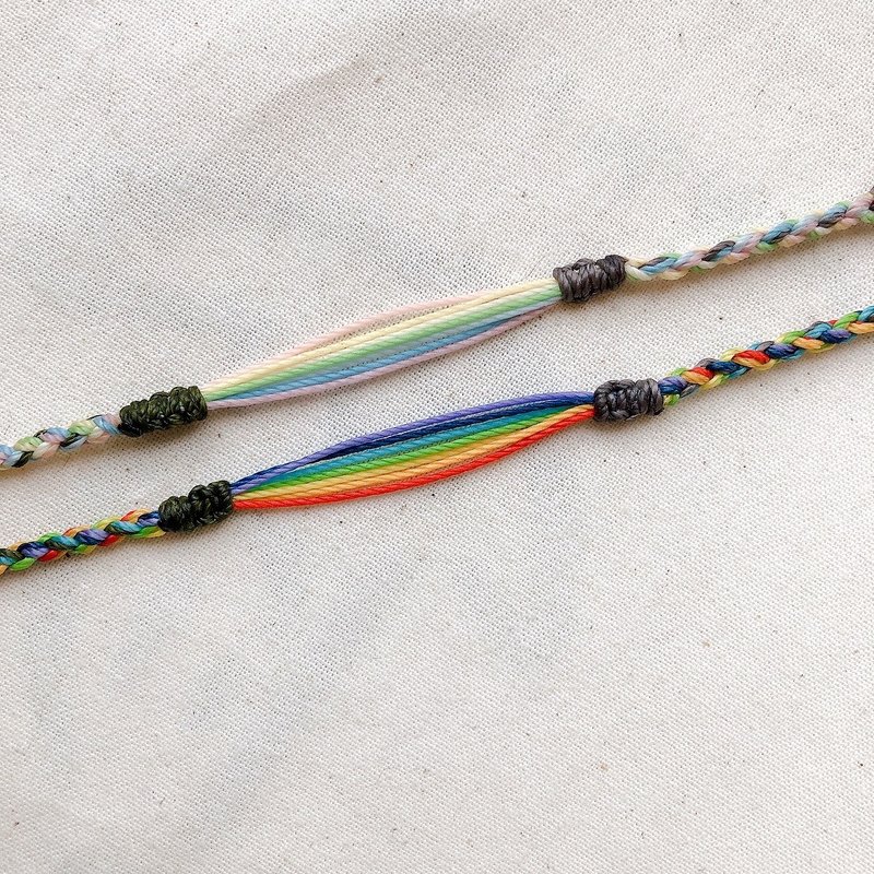 彩虹 手圍訂製  彩虹階梯(中性版) Rainbow 編法串聯 - 手鍊/手環 - 其他材質 