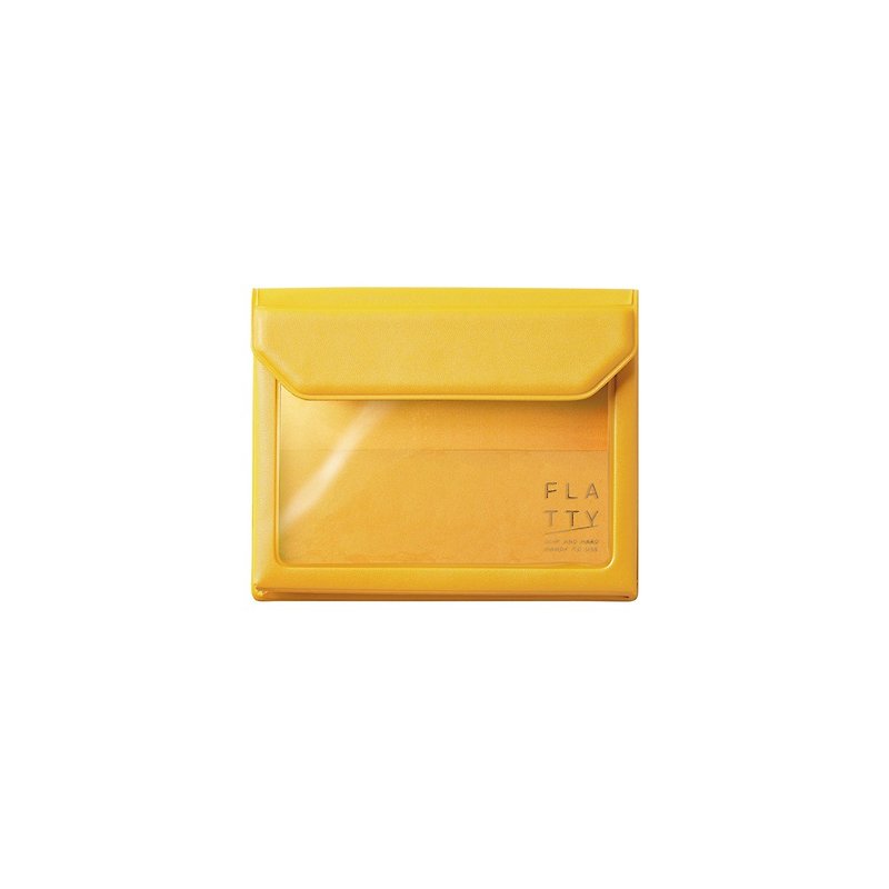 【KING JIM】FLATTY多用途收納袋  黃色 名片尺寸 - 文件夾/資料夾 - 塑膠 黃色