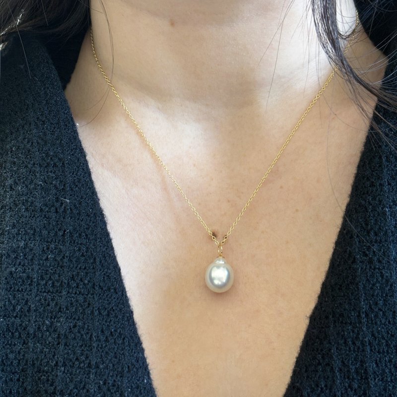 コレクターズアイテム 13mm 南洋白蝶真珠ネックレス 極上光沢 ほぼ無傷 18Kゴールド 14KGF - ネックレス - 真珠 ホワイト