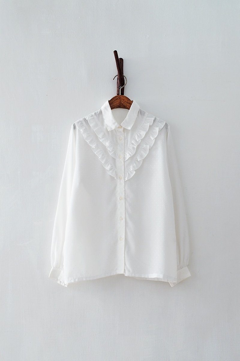 Banana Flyin '| vintage | lace long-sleeved white shirt - เสื้อเชิ้ตผู้หญิง - ผ้าฝ้าย/ผ้าลินิน 