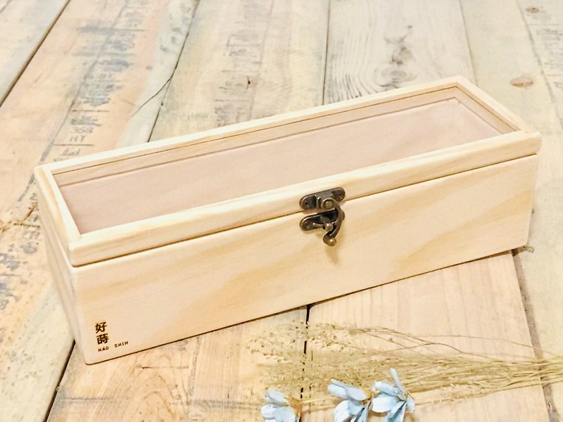 Minimalist wooden box with transparent cover L2 box [31 x10 x8.7] - Woodwork Series - Storage - Wood 